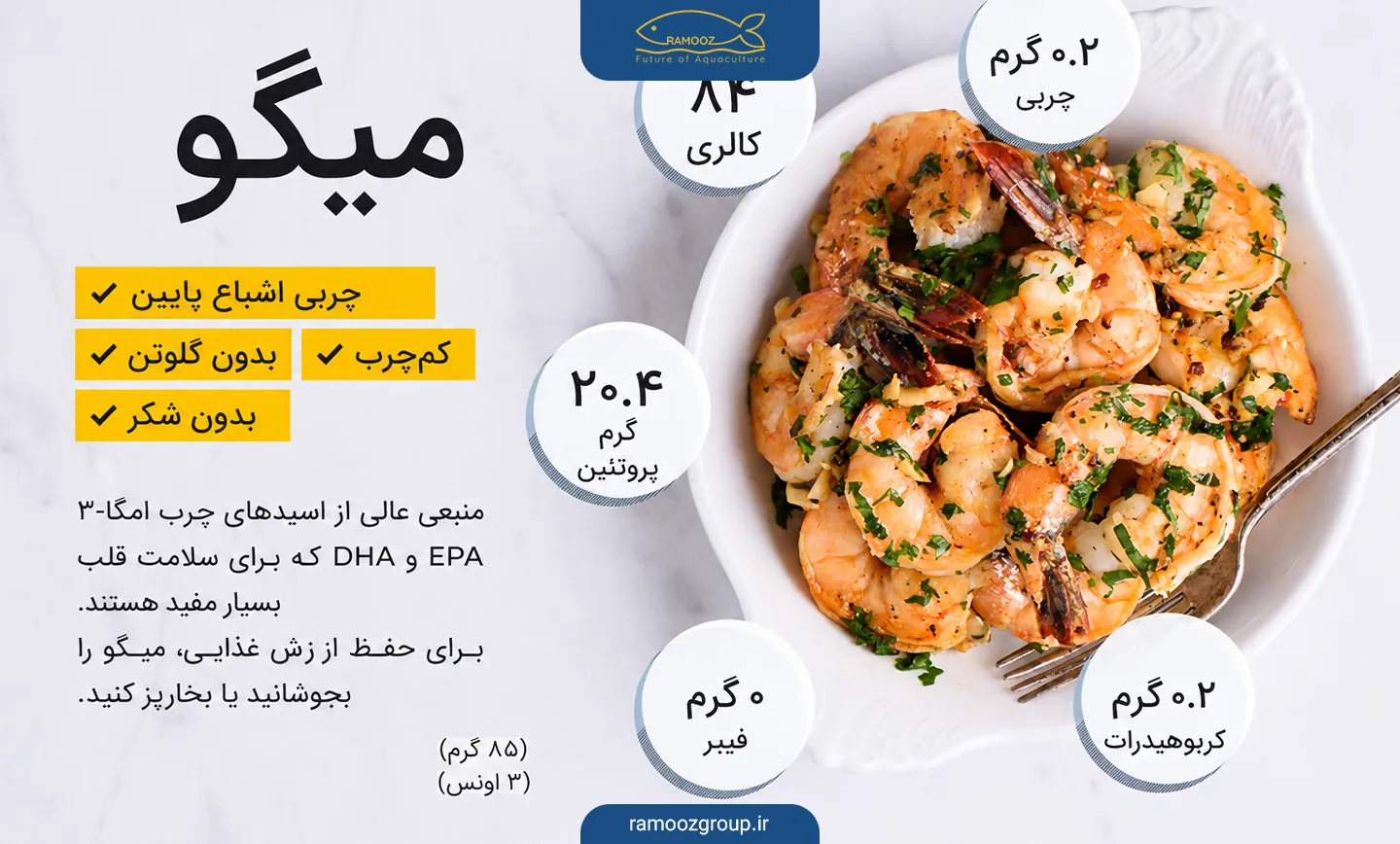 ارزش غذایی میگو